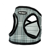 Bark Appeal: Step In Harness - Black Plaid Mesh